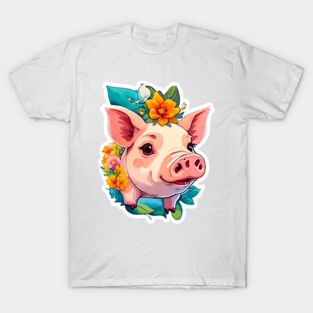 Minimal Cute Baby Pig T-Shirt by Imagination Gallery